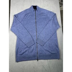 Brooks Brothers Linen Merino Wool Full Zip Sweater XXL Italian Yarn Fine Gauge